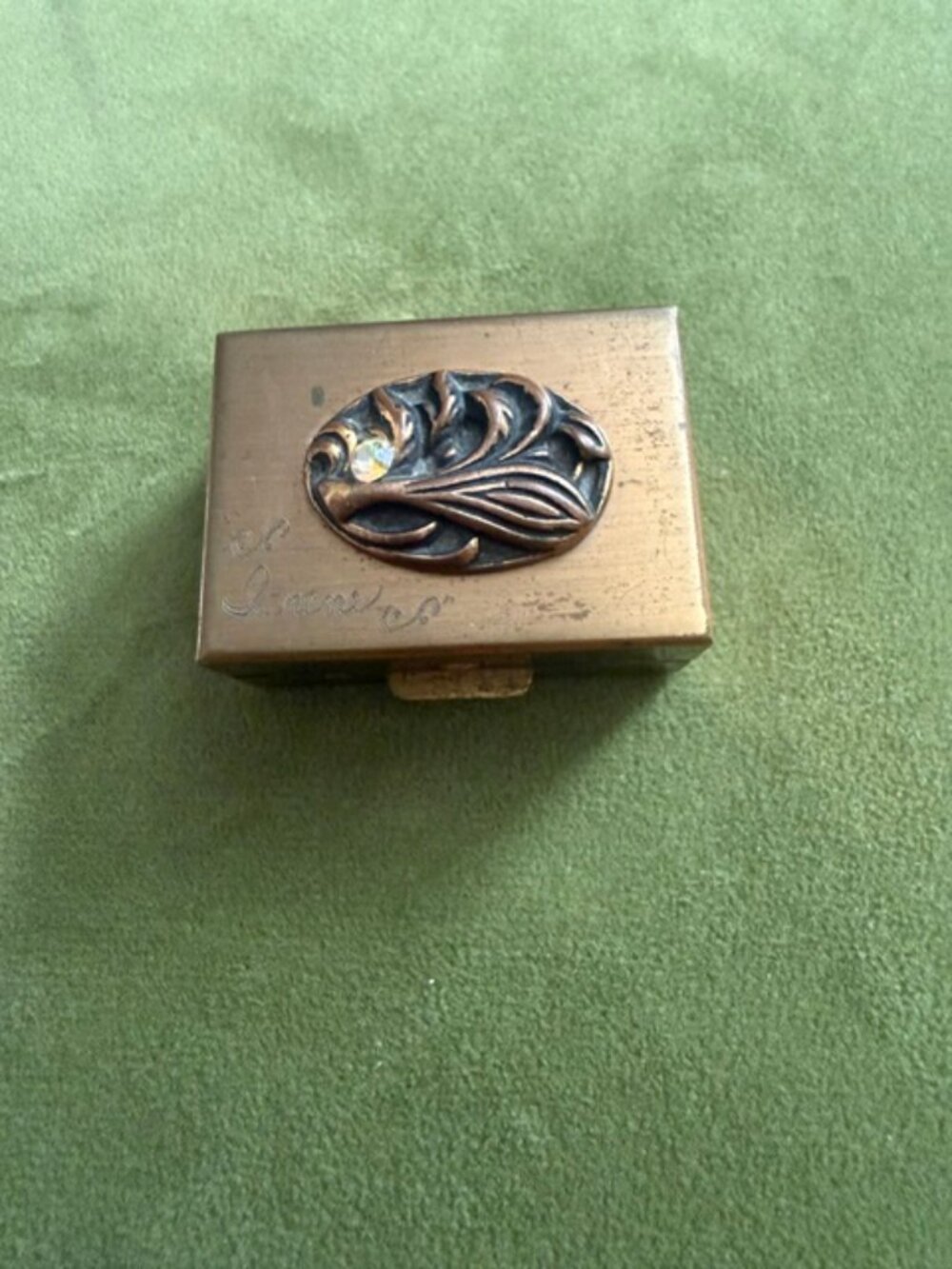 vintage small brass pill box